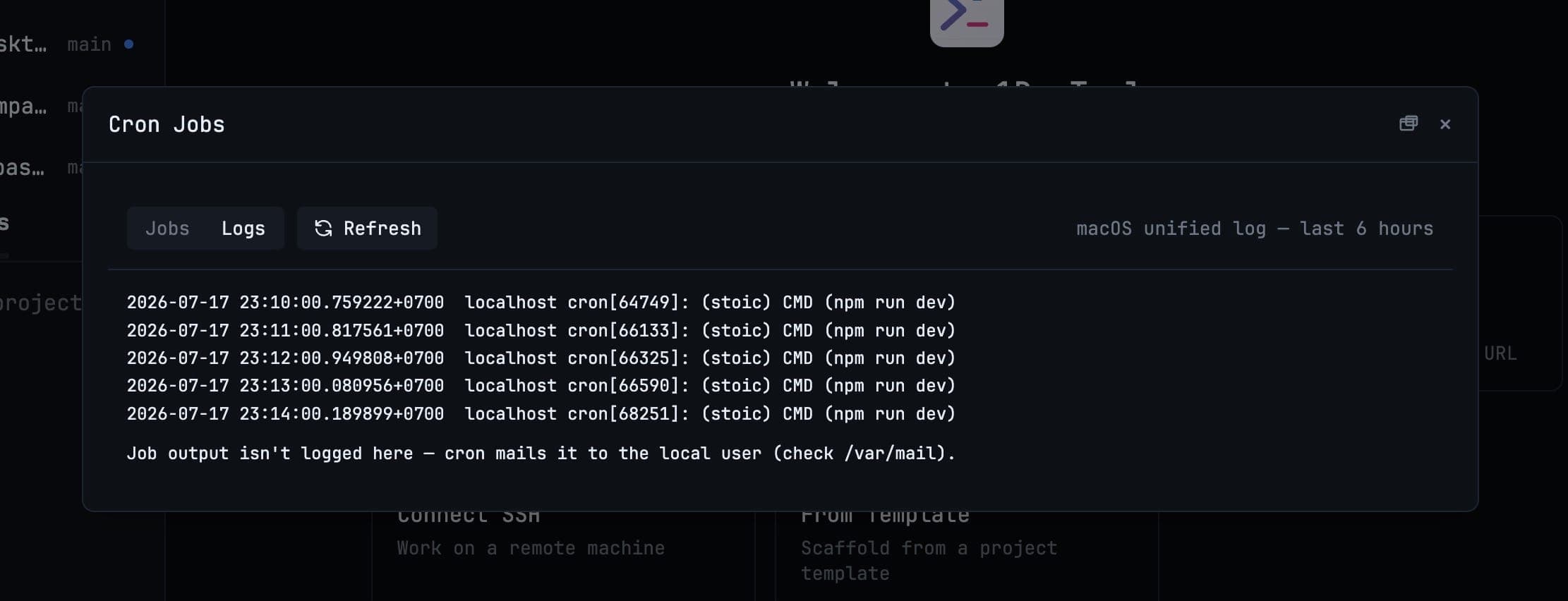 Cron job logs