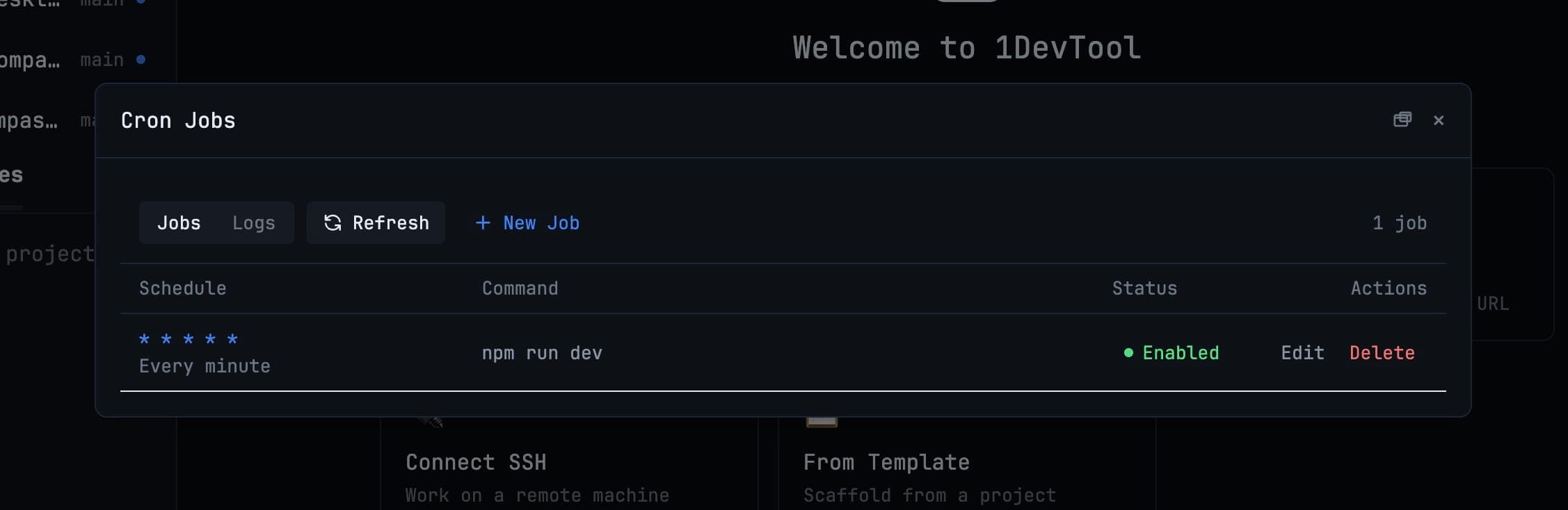 The Cron Jobs manager