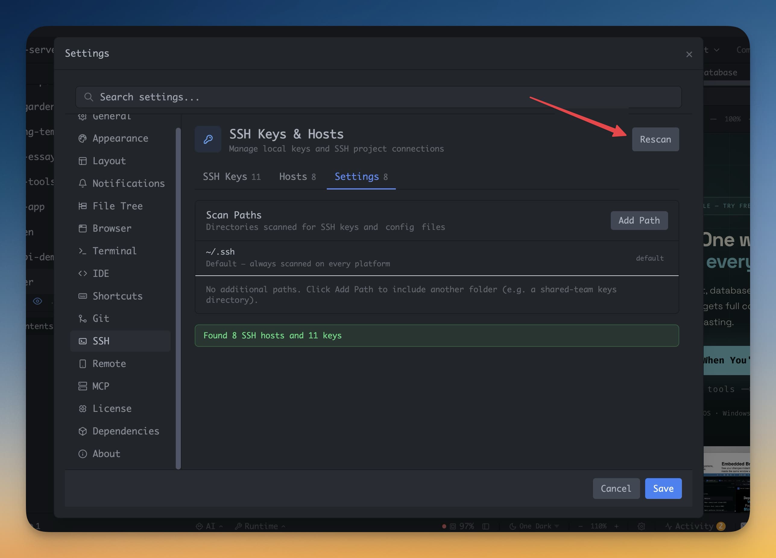 Auto scan SSH keys