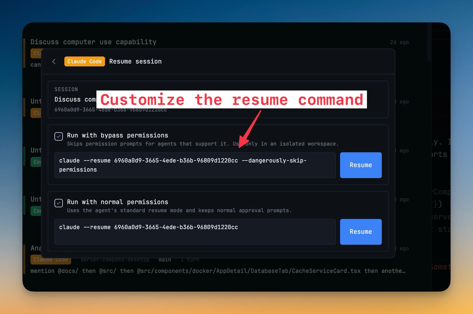 การปรับแต่งคำสั่ง resume