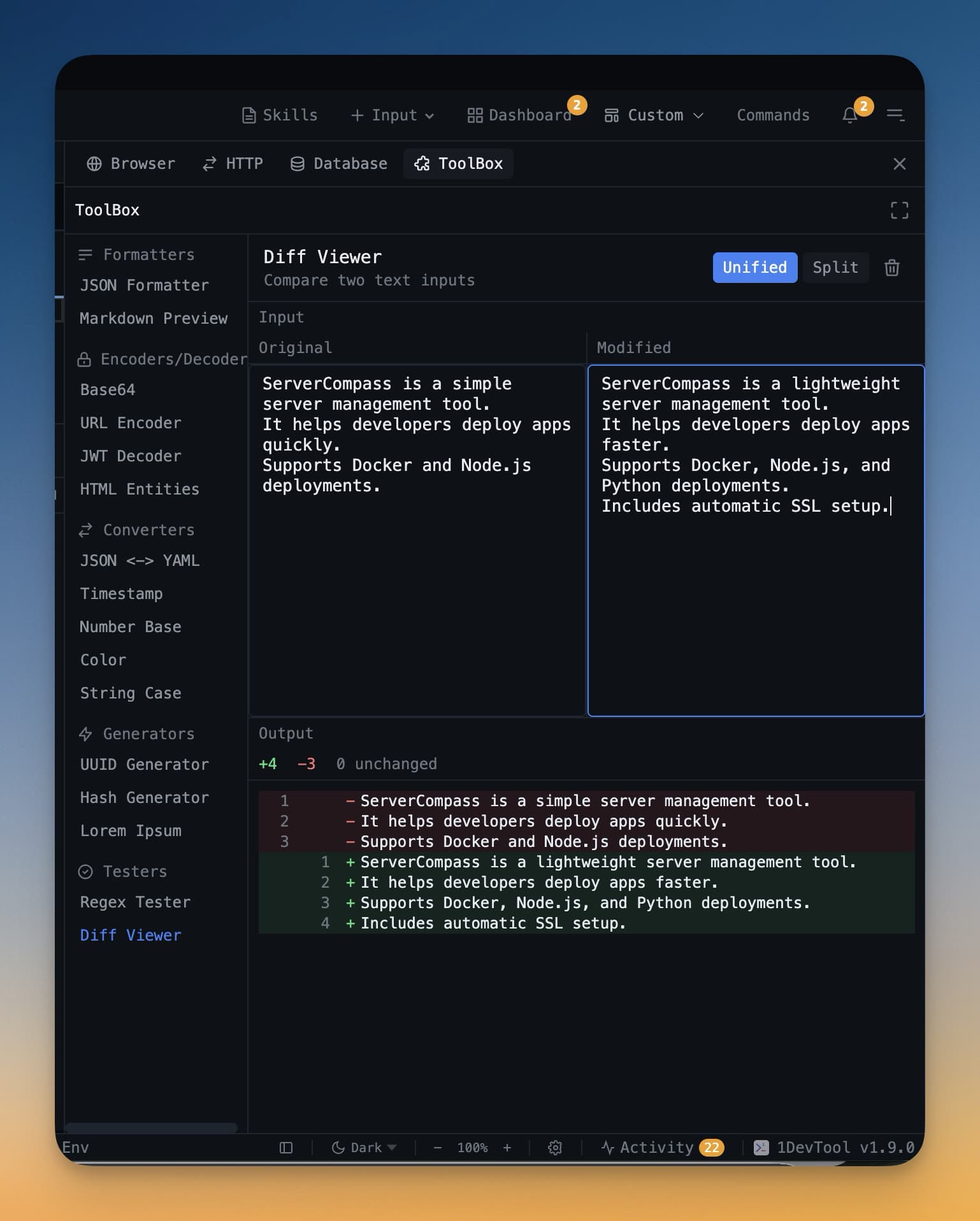 Diff viewer highlighting AI-generated code changes