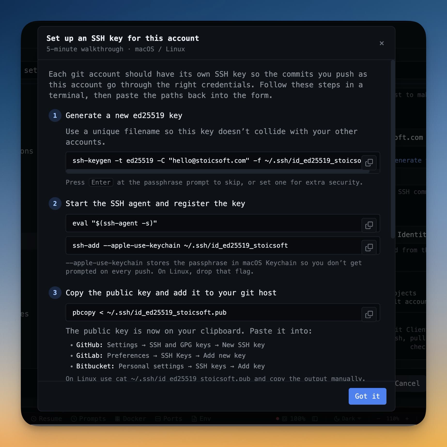 How to setup git account