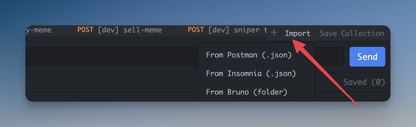 นำเข้า HTTP collection จาก Postman/Insomnia/Bruno