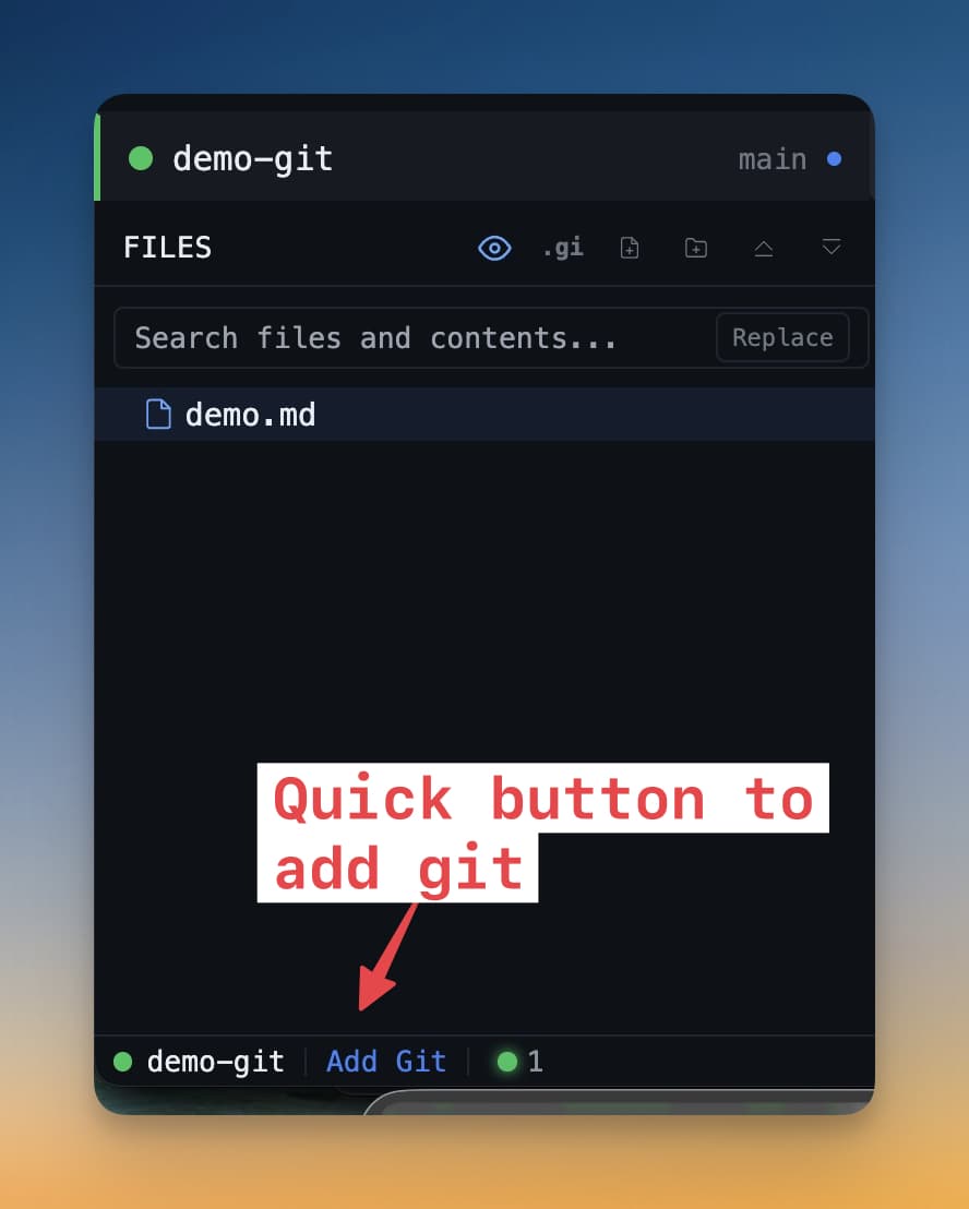 Quick button to add git