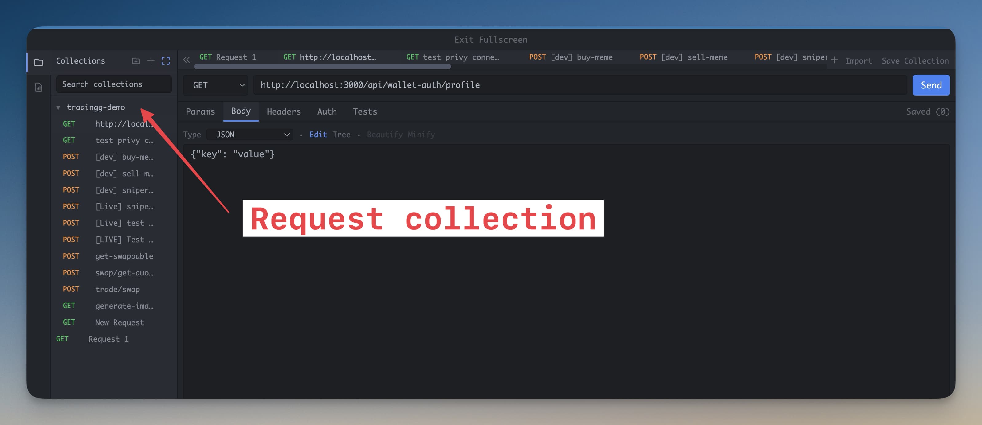 Sidebar collection requests
