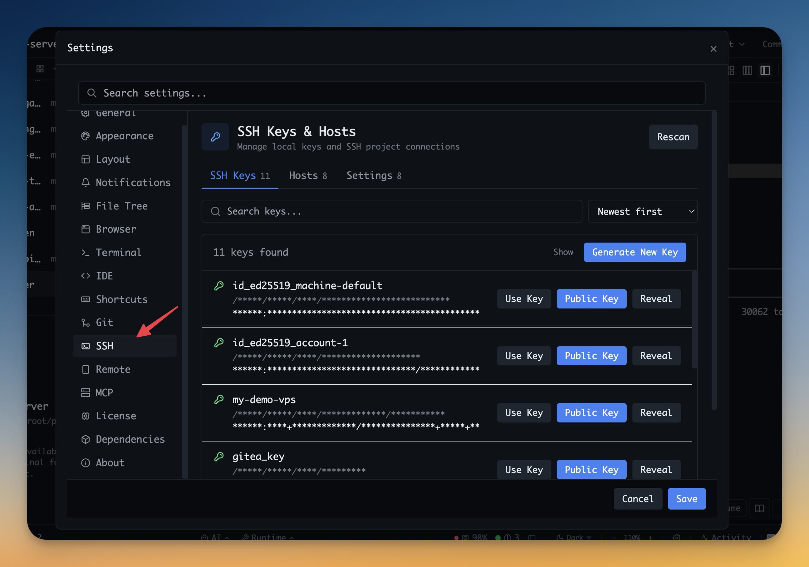 SSH keys management