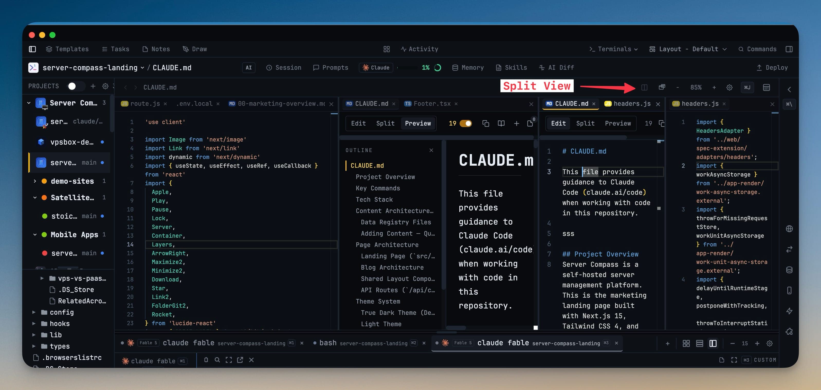 Split-View Editor, Collapsible Terminals, and Grok as a Built-In Agent