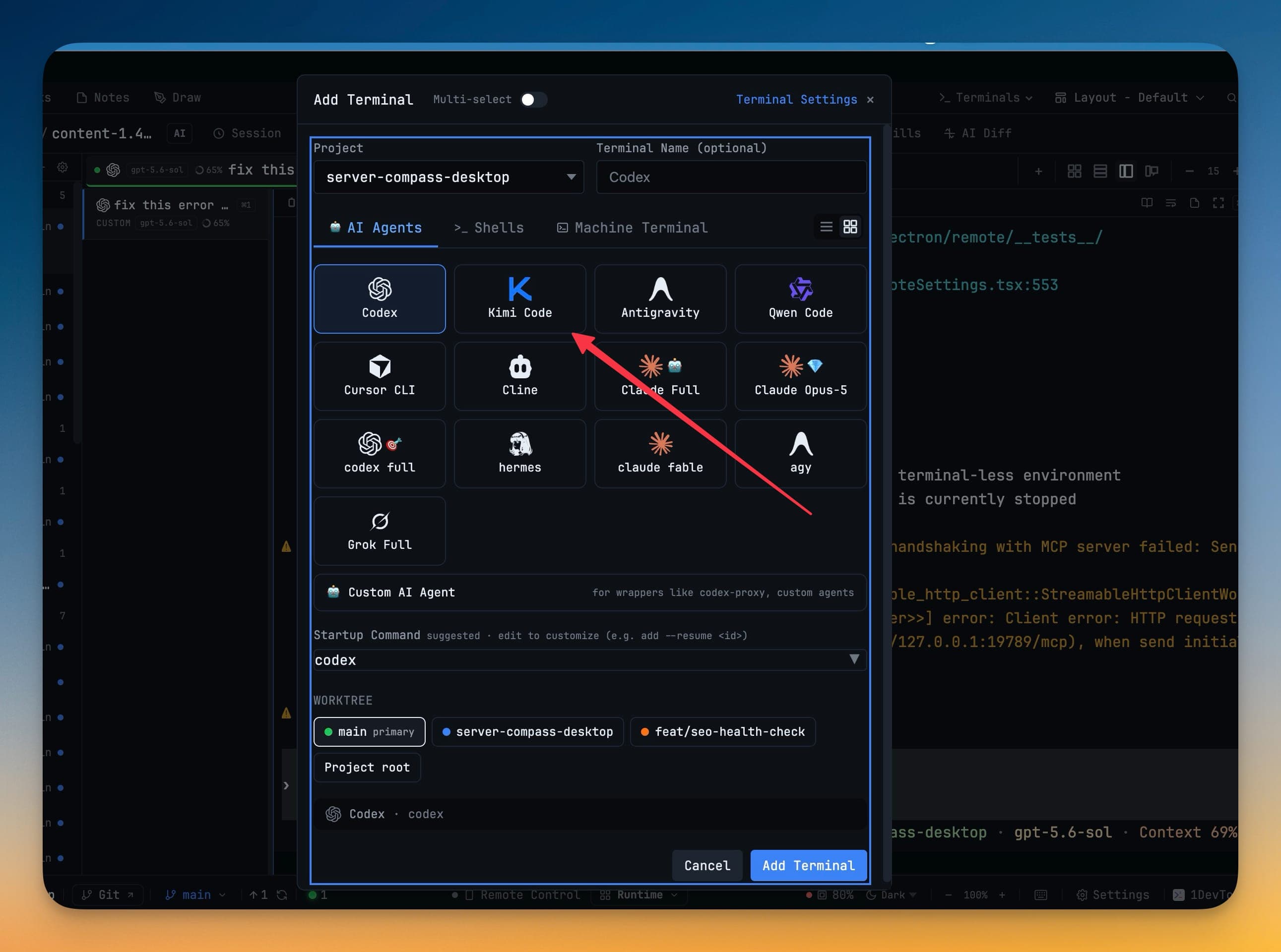 Run Kimi Code as a first-class AI terminal