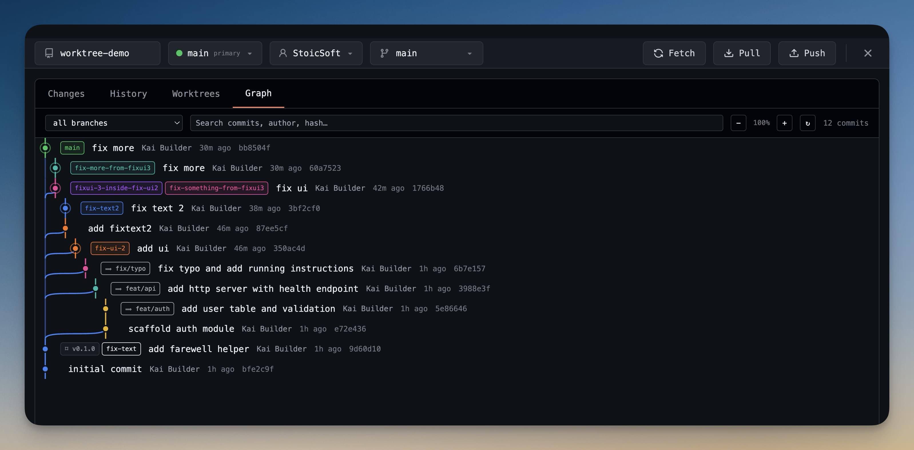 Git Worktrees, Visual Commit Graph, and Multi-Account GitHub for AI Coding Workflows