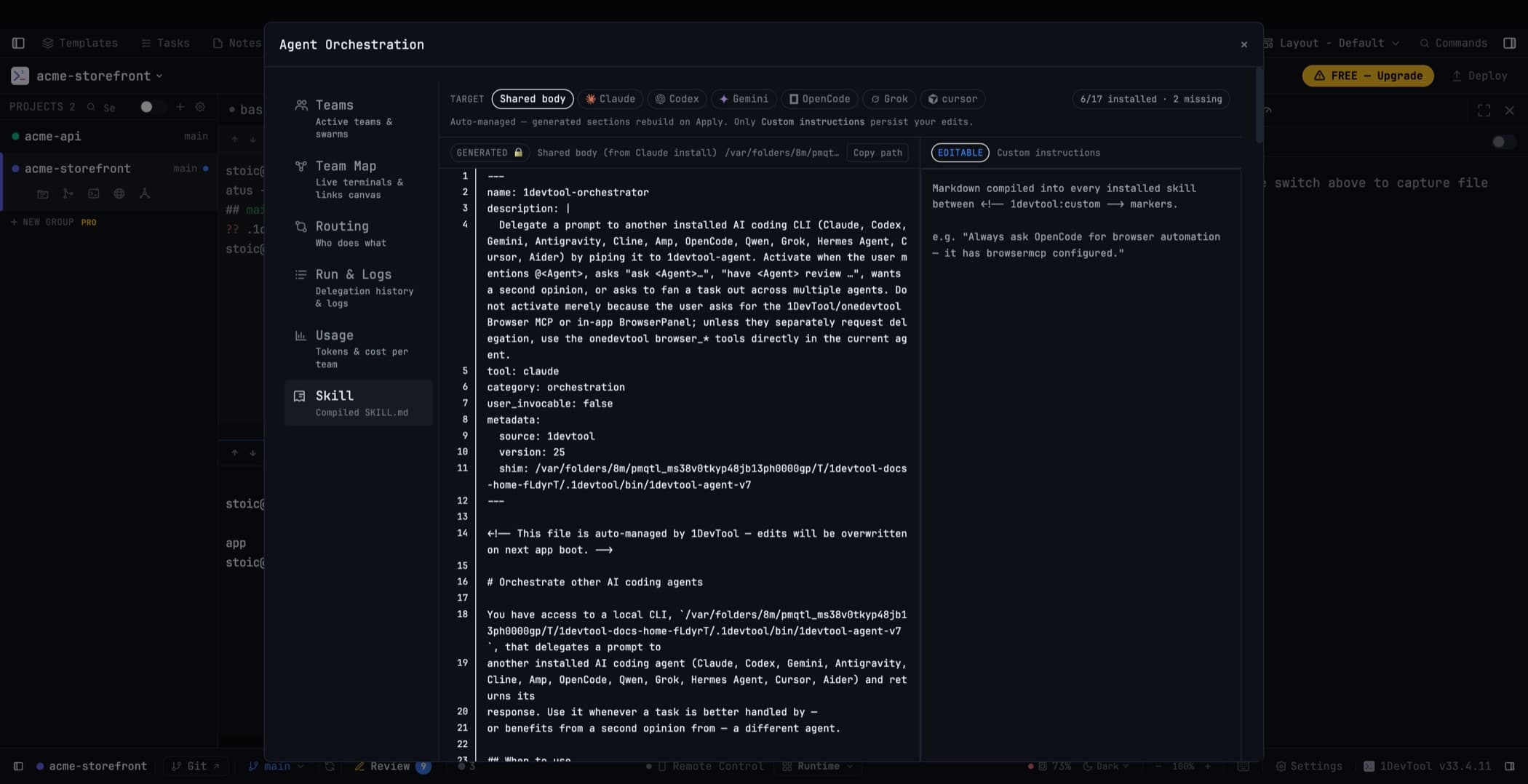 Skill orchestration yang sudah dikompilasi