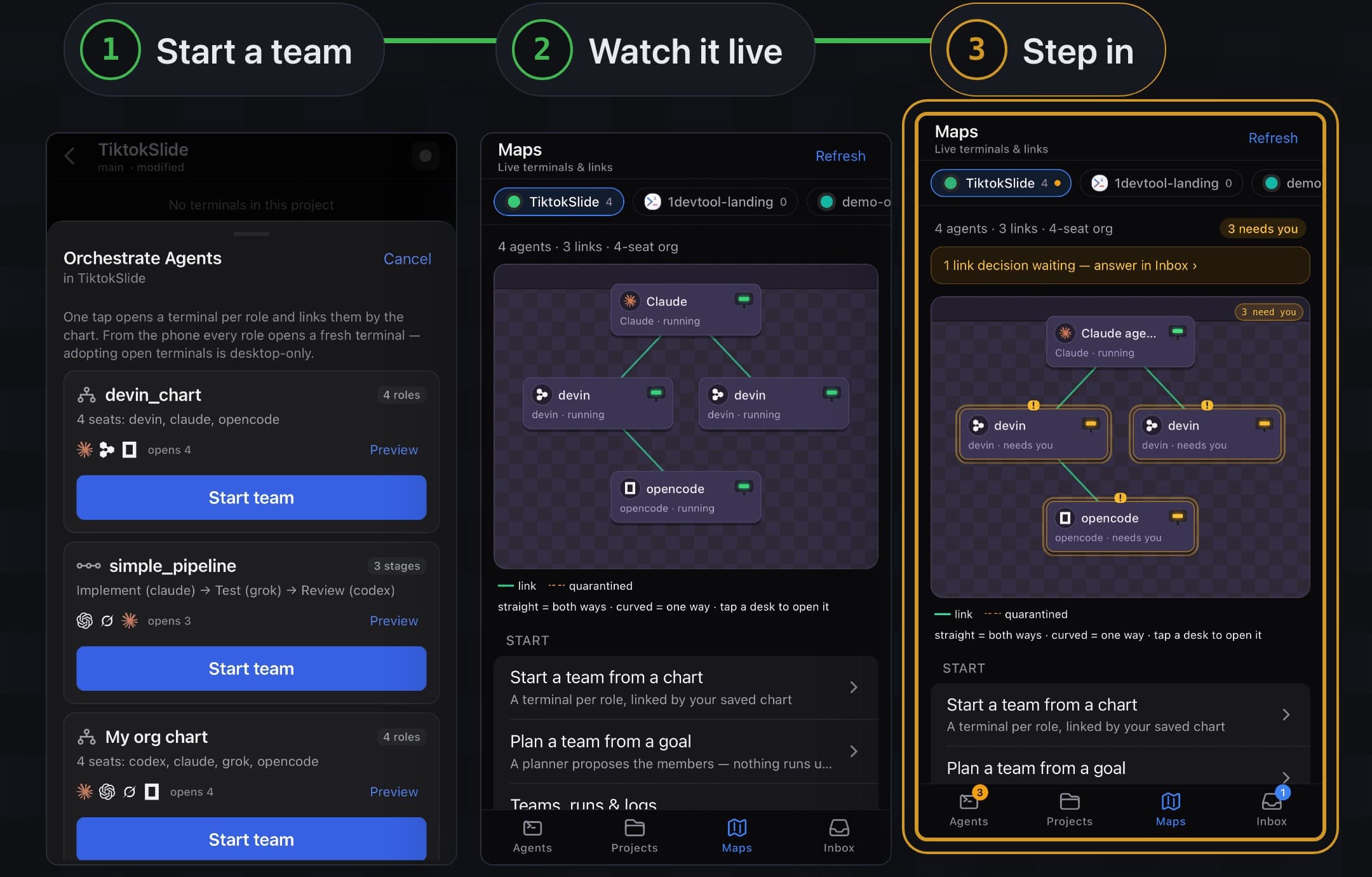Your Agent Team on a Map, on Your Phone