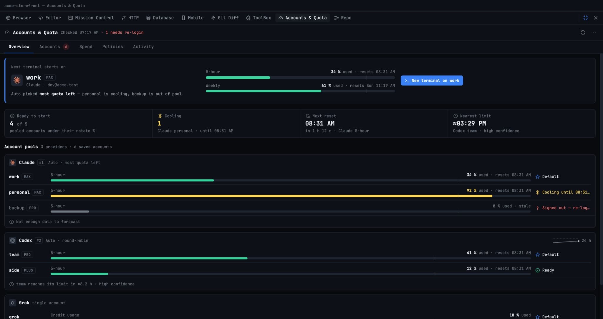 Accounts & Quota: one home for every AI account you run
