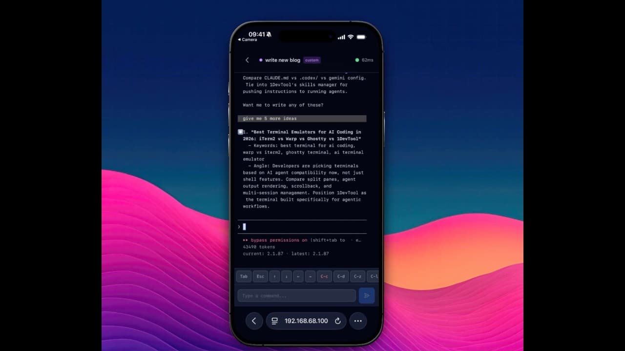 Control Claude Code & Codex/Gemini CLI from Your Phone — 1DevTool Remote Control