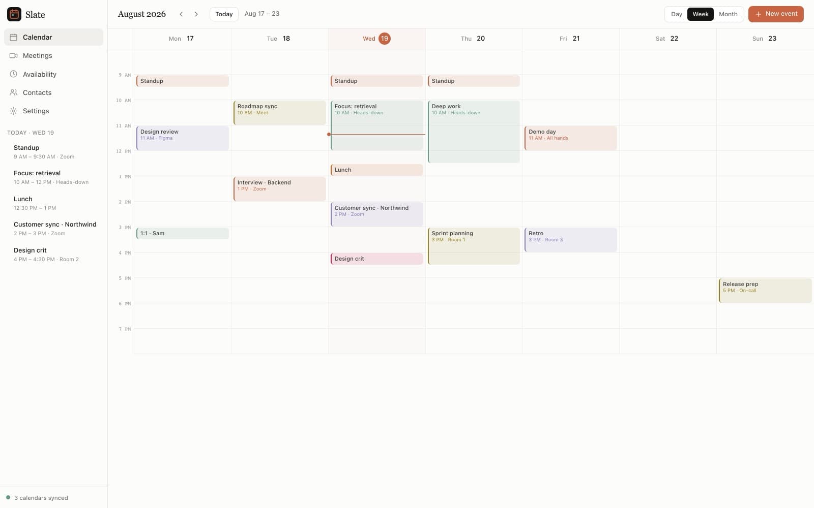 Dashboard - Calendar preview 1