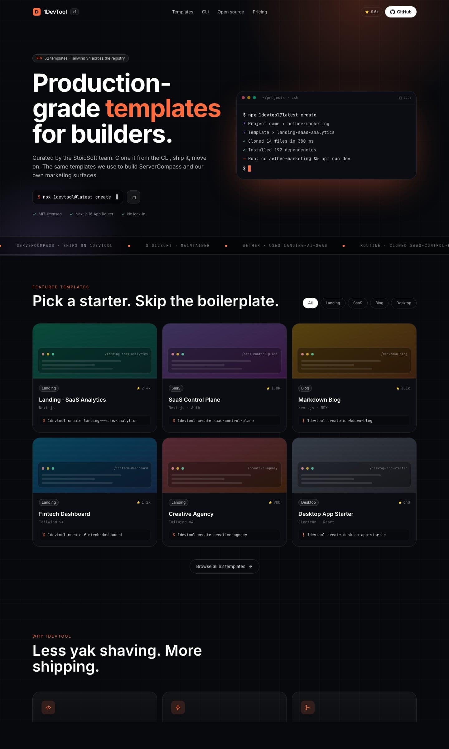 Landing - Developer Tool preview