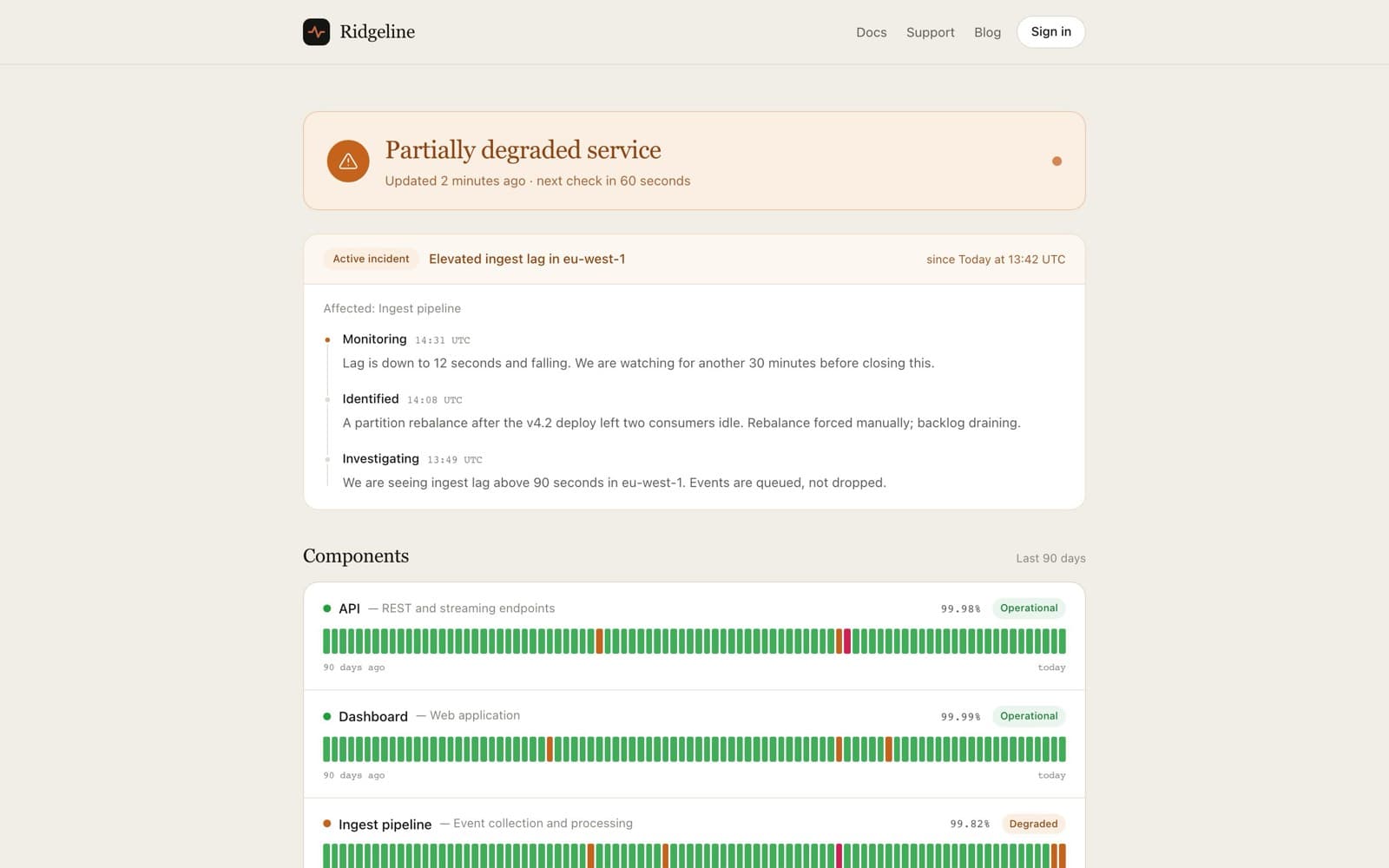 Status Page - Warm Editorial preview 1