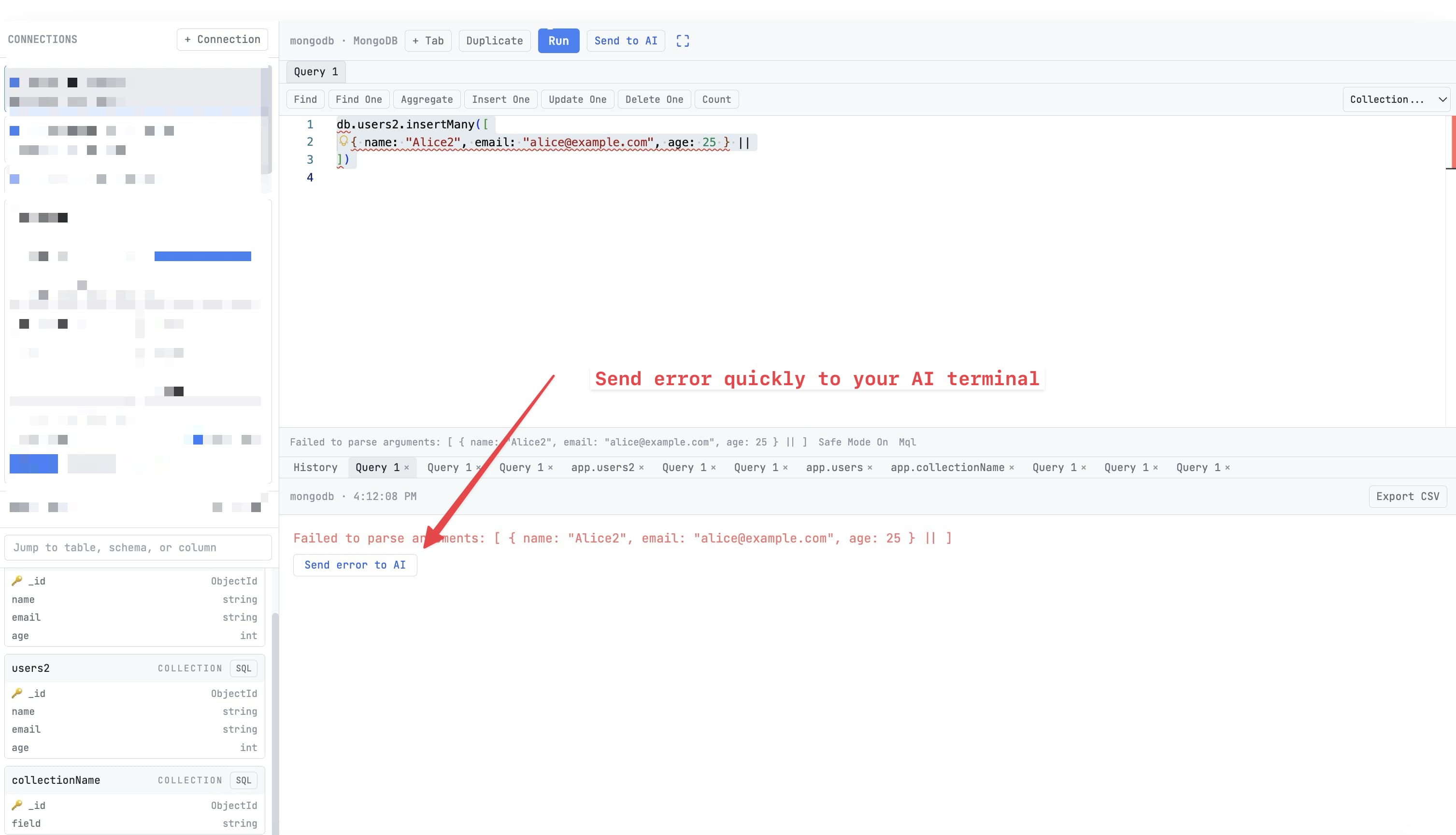 SQL query editor with result grid and execution controls