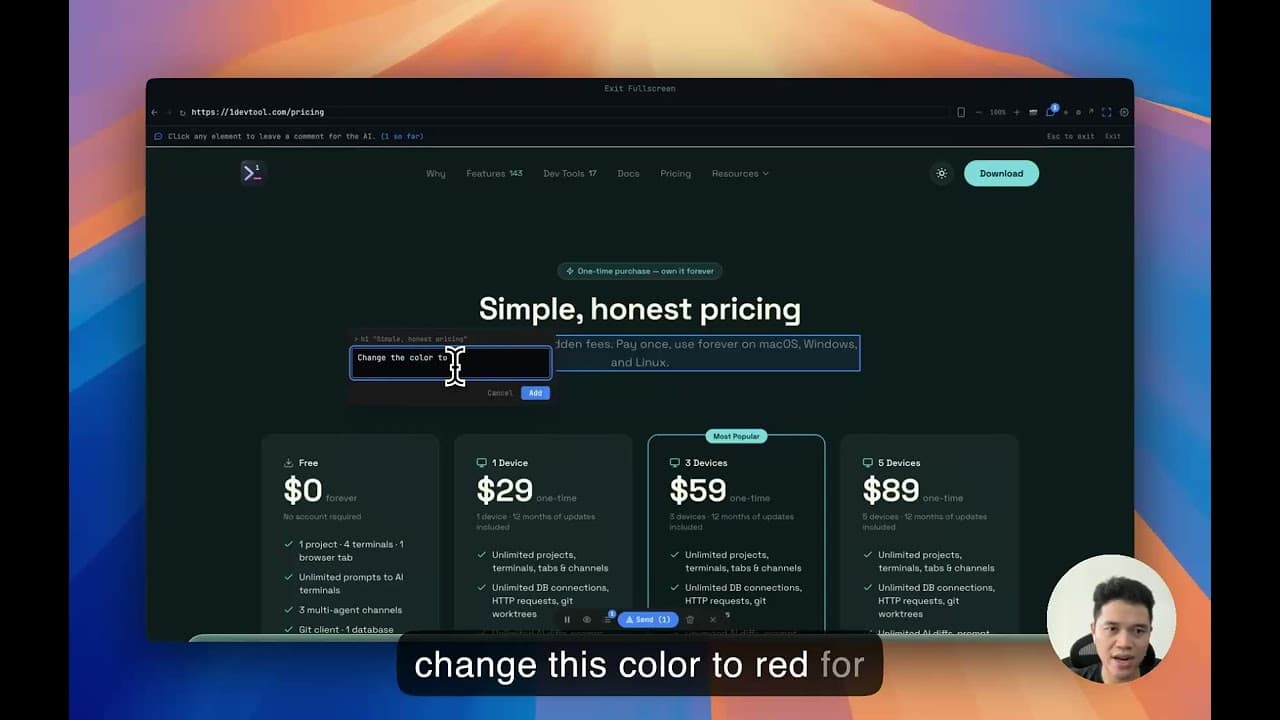 New in 1DevTool: Comment on Any Web Page, Send Feedback Straight to Your AI Agent