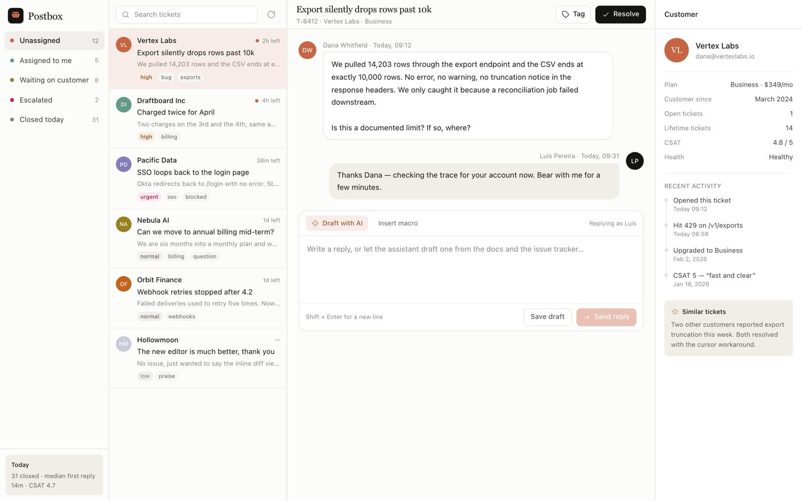 Admin Panel - Support Inbox preview