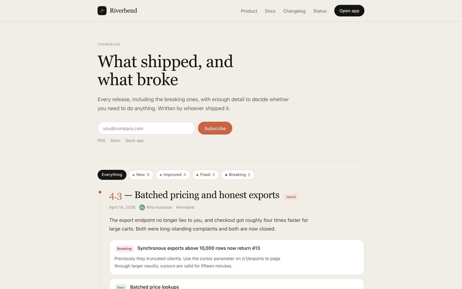 Changelog - Product Releases preview