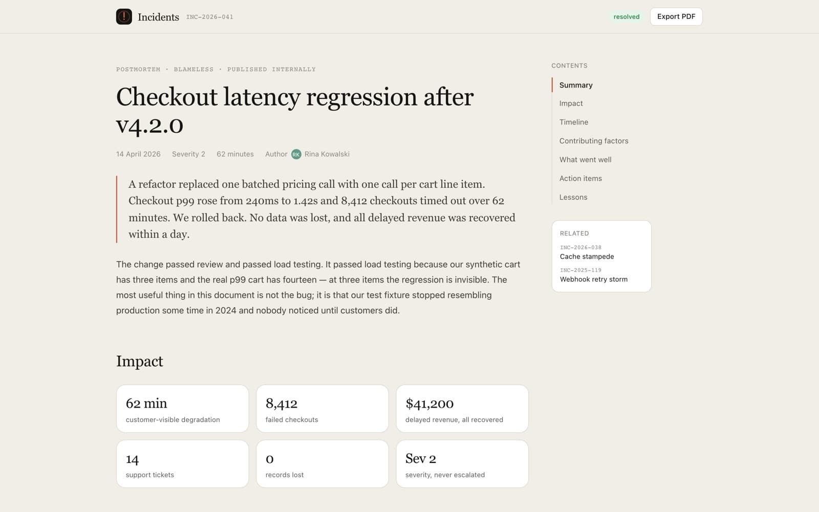 Document - Incident Postmortem preview