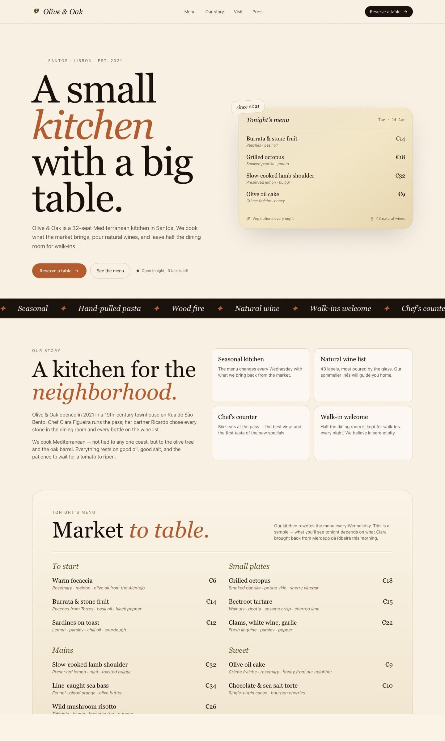 Landing - Restaurant preview