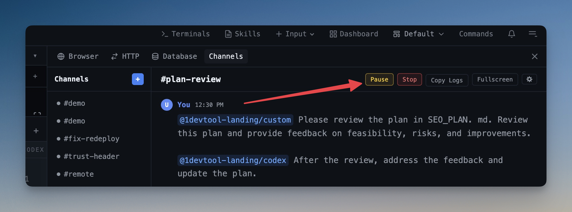 Pause & Resume Channels