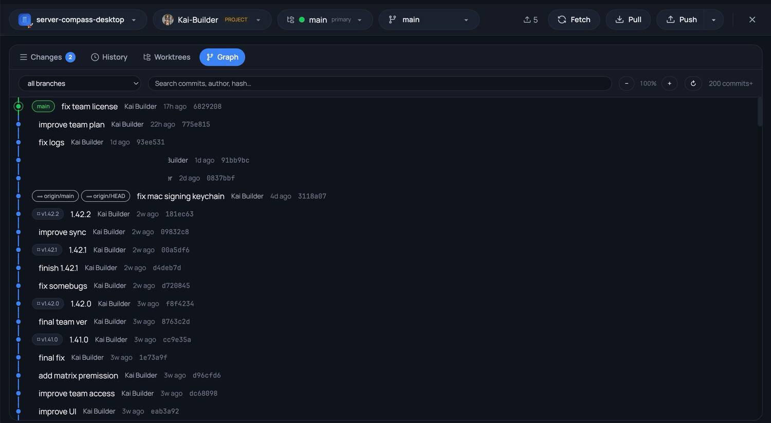 Multi-Repo Workspaces — One project, several repositories — with a repository picker in the Git client and change badges throughout the file explorer.